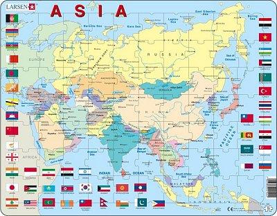 Mapa ASIE + vlajky