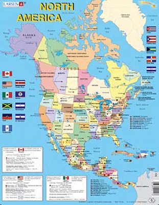 Mapa Severní Ameriky + vlajky