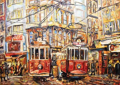 Stará trať ve čtvrti Beyoglu, Istanbul, Turecko