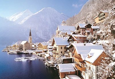 Hallstatt v zimě, Rakousko
