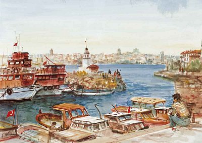 Přístav Kiz Kulesi v Istanbulu, Turecko