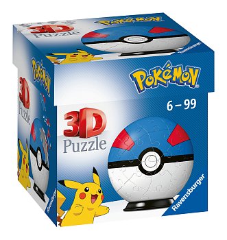 Puzzle-Ball Pokémon: Poké Ball modro-červený 54 dílků 